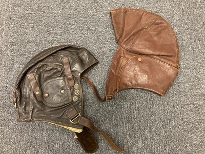 Lot 213 - Flying Helmets. A collection of WWI and interwar period leather flying helmets