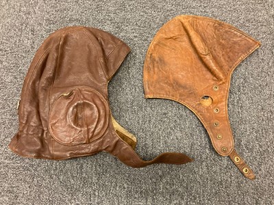 Lot 213 - Flying Helmets. A collection of WWI and interwar period leather flying helmets