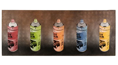 Lot 420 - SPQR (1970- ). 5 Cans, spray paint on canvas