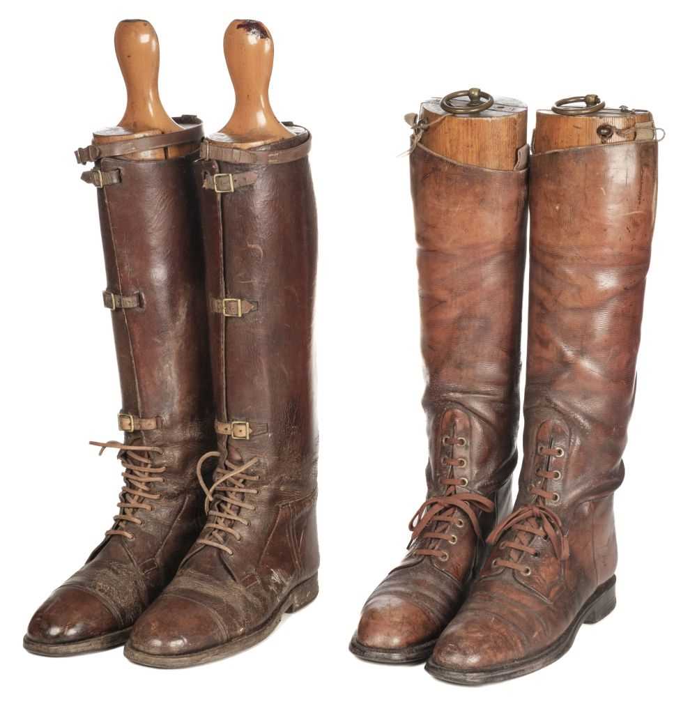 Lot 235 - WWI Boots. Two pairs of WWI period officer's