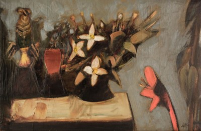 Lot 316 - Mekertchian (Caro). Still life, c. 1990, oil on canvas