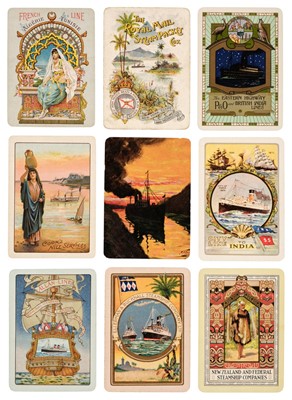 Lot 556 - Shipping Playing Cards. A collection of single advertising playing cards, 1890-1950