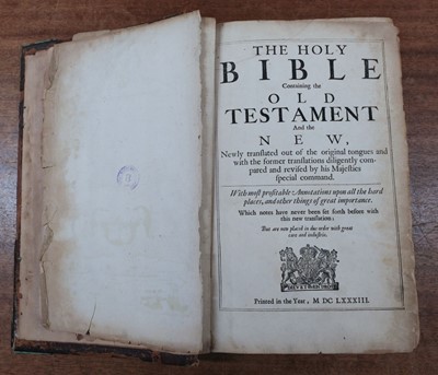 Lot 229 - Bible [English]. The Holy Bible containing the Old Testament and the New, [Amsterdam], 1683