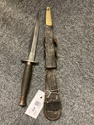 Lot 415 - Fighting Knife. A Fairbairn-Sykes 3rd Pattern Fighting Knife by Wilkinson Sword Co Ltd London