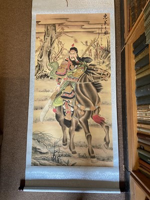 Lot 163 - Japanese Scroll. Portrait of a woman with a dog, early 20th century