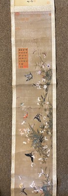 Lot 163 - Japanese Scroll. Portrait of a woman with a dog, early 20th century