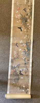 Lot 163 - Japanese Scroll. Portrait of a woman with a dog, early 20th century