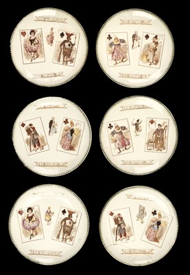 Lot 551 - Plates. A collection of six plates, France: Choisy le Roi, circa 1900