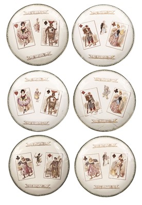 Lot 551 - Plates. A collection of six plates, France: Choisy le Roi, circa 1900