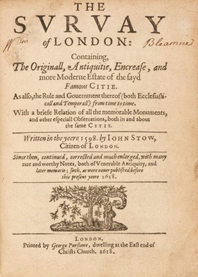 Lot 123 - Stow (John). The Survay of London ... corrected, 1618