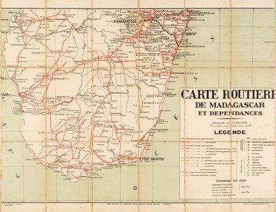 Lot 111 - Madagascar. Carte Routiere de Madagascar et Dependances, 1939