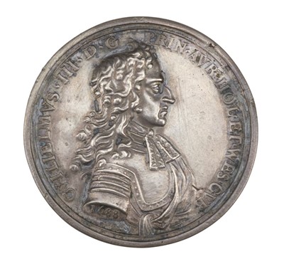 Lot 485 - Landing of William of Orange at Torbay, 1688. A cast silver medal by George Bower