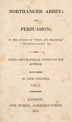 Lot 344 - [Austen, Jane]. Northanger Abbey: and Persuasion, 1818