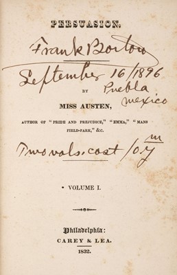 Lot 346 - Austen (Jane). Persuasion, 2 volumes, 1st American edition, Philadelphia: Carey & Lea, 1832