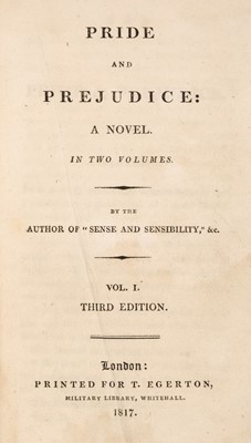 Lot 343 - Austen (Jane). Pride and Prejudice: A Novel, 2 volumes in 1, 3rd edition, T. Egerton, 1817