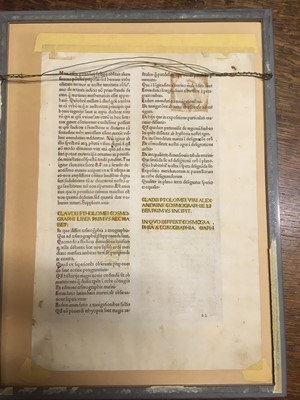 Lot 186 - Incunable leaf from Ptolemy's Geographia, Lienhart Holle, Ulm, 1482