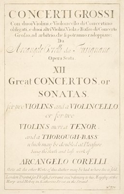 Lot 303 - Corelli (Arcangelo). Concerti Grossi, 7 volumes, circa 1740