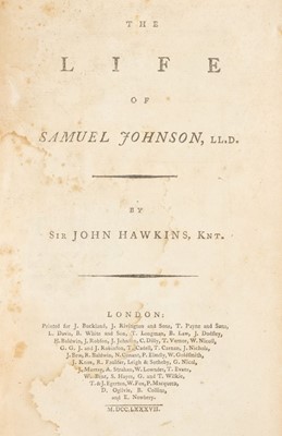 Lot 341 - Hawkins (Sir John). The Life of Samuel Johnson, 1787..., and others