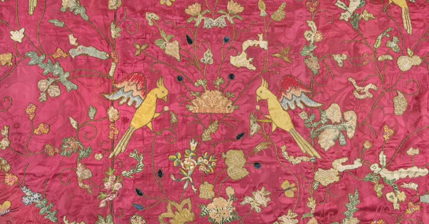 Lot 147 - Appliquéd panel. An early appliqué and metalwork panel, British, late 18th century