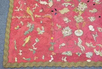 Lot 147 - Appliquéd panel. An early appliqué and metalwork panel, British, late 18th century