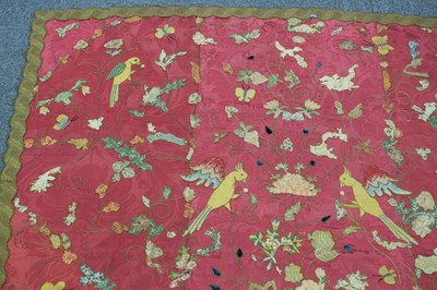 Lot 147 - Appliquéd panel. An early appliqué and metalwork panel, British, late 18th century