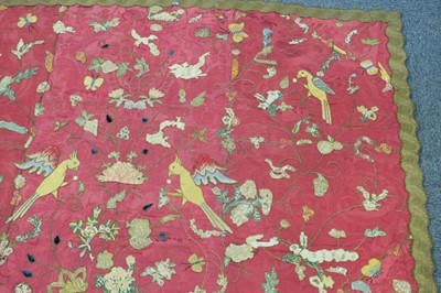 Lot 147 - Appliquéd panel. An early appliqué and metalwork panel, British, late 18th century