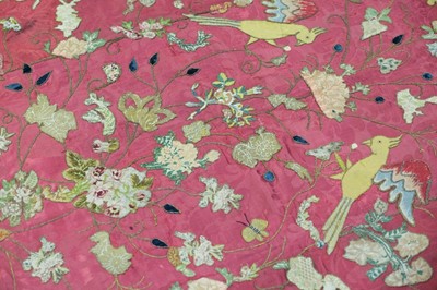 Lot 147 - Appliquéd panel. An early appliqué and metalwork panel, British, late 18th century