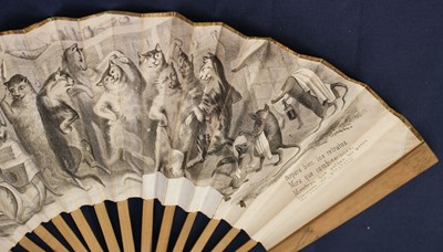 Lot 193 - Aznar. A fan depicting anthropomorphic cats and mice, French, late 19th century