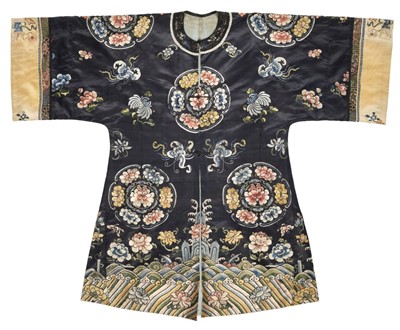 Lot 151 - Chinese Embroidered Robe. A female calligrapher's silk robe, late Qing Dynasty