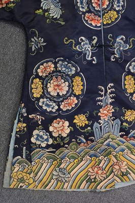 Lot 151 - Chinese Embroidered Robe. A female calligrapher's silk robe, late Qing Dynasty