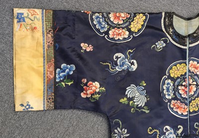 Lot 151 - Chinese Embroidered Robe. A female calligrapher's silk robe, late Qing Dynasty