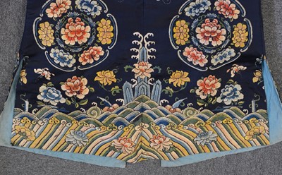 Lot 151 - Chinese Embroidered Robe. A female calligrapher's silk robe, late Qing Dynasty