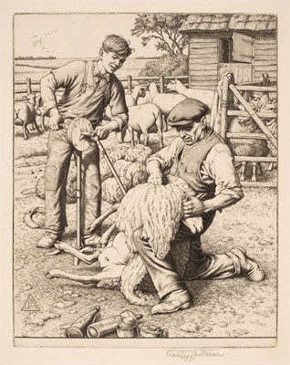 Lot 330 - Anderson (Stanley, 1884-1966). Sheep Shearing, 1941, copper line engraving