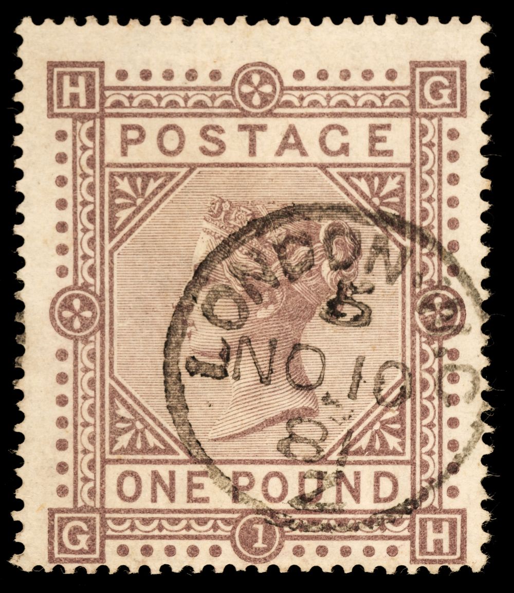 Lot 293 Great Britain. 1878 Q. V. 1 brown lilac