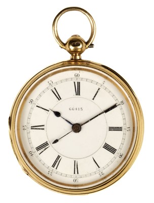 Lot 51 - Pocket Watch. A Victorian 18ct gold open face pocket watch / chronograph