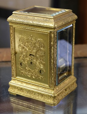 Lot 18 - Carriage Clock. A Victorian brass carriage clock by Elkington & Co