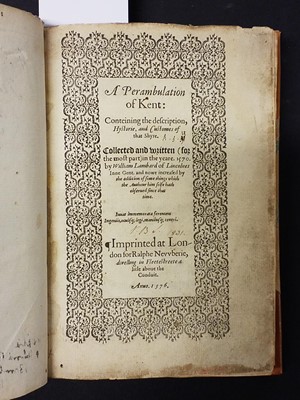 Lot 113 - Lambarde (William). A perambulation of Kent, 1st edition, 1576
