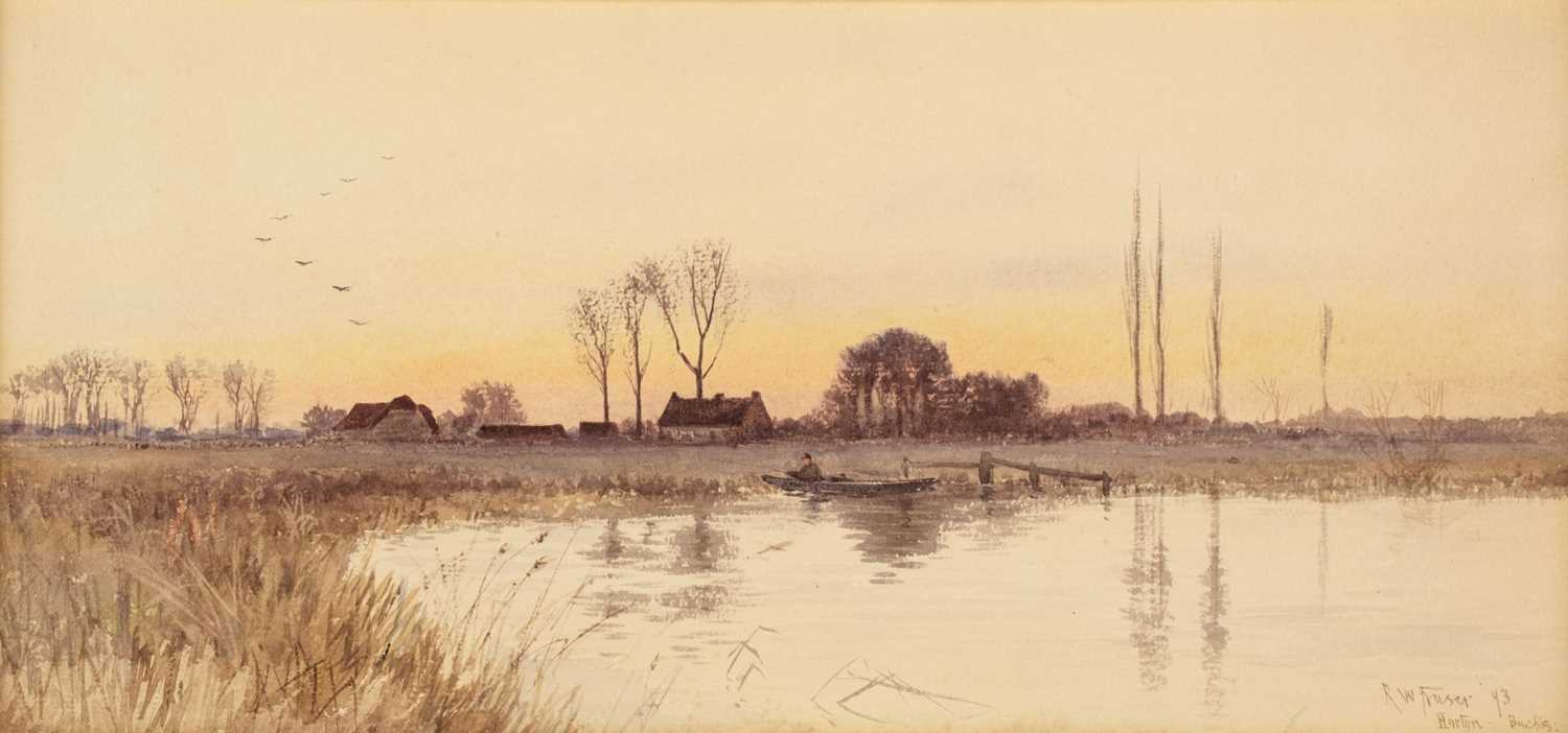 Lot 271 - Fraser (Robert Winter, 1848-1906). Landscape with Fishermen ..., 1893