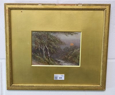 Lot 224 - English School. Wooded Landscape with Sunset, circa 1850s