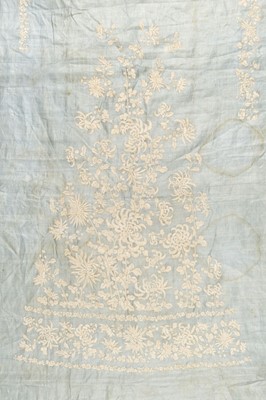 Lot 156 - Embroidered fabric. A large uncut length of embroidered silk, Chinese circa 1910