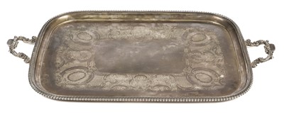 Lot 87 - Tray. A substantial Victorian silver tray by D & J Welby Ltd, London 1916