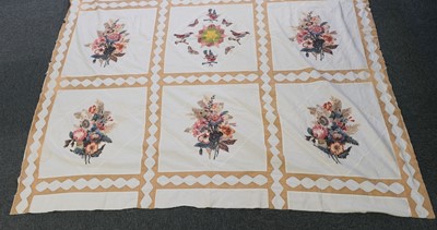 Lot 171 - Quilt. A large piece of Victorian patchwork and broderie perse, & 1 other