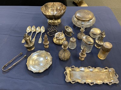Lot 79 - Mixed Silver. A 19th century Continental silver bowl and other items
