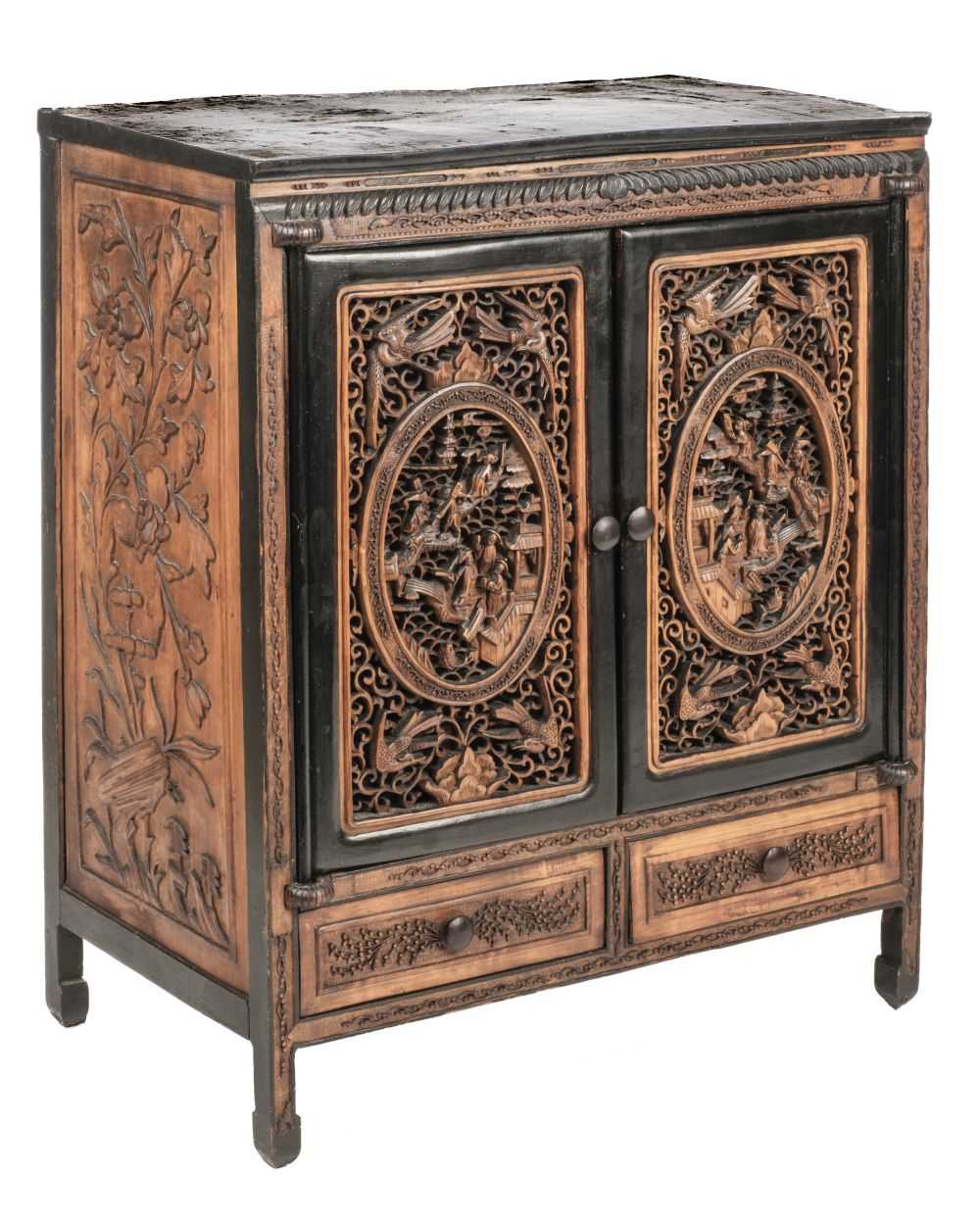 Lot 448 - Table Cabinet. An early 20th century Chinese wooden table cabinet