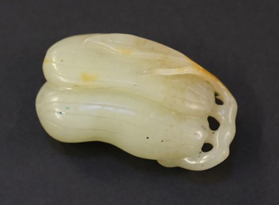 Lot 100 - Jade. Three Chinese carved jade fruit