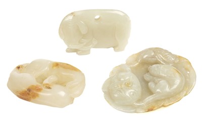 Lot 102 - Jade. Three jade carvings