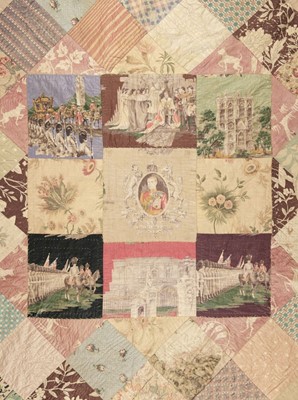 Lot 172 - Quilt. A patchwork quilt commemorating the accession of King Edward VIII, English, circa 1936