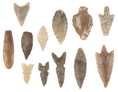 Lot 130 - Mauritania. A collection of twelve flint Neolithic arrowheads found in Mauritania