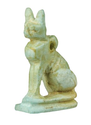 Lot 121 - Egypt. An Ancient Egyptian faience cat amulet