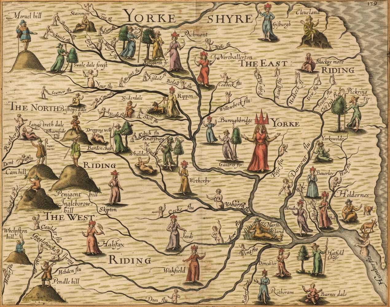 Lot 161 - Drayton (Michael). Untitled allegorical map of Yorkshire, circa 1622